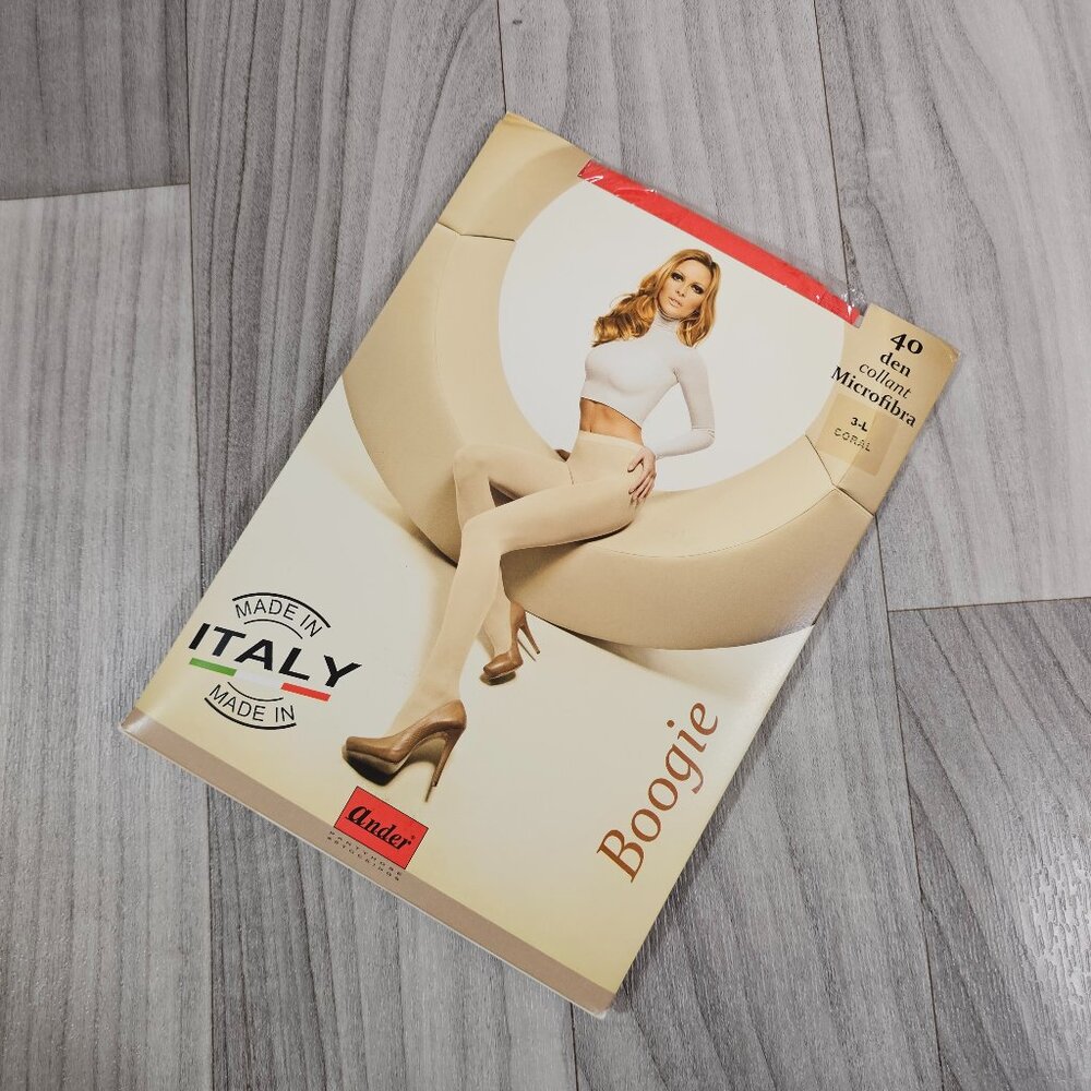 Ander Boogie Coral Opaque Tights Pantyhose 40 DEN Size 3/L